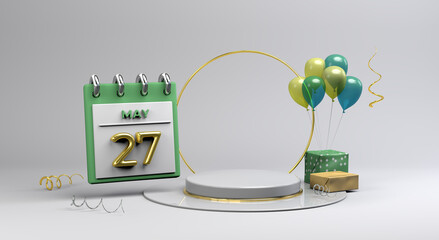 Celebration 27 May with balloon and podium background