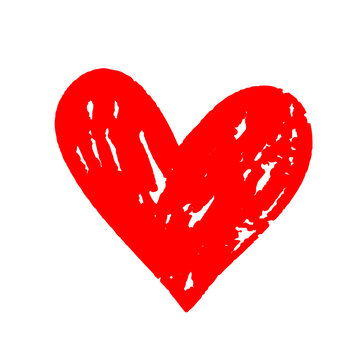 Abstract Red heart isolated on transparent background, painted with paints and a brush. Royalty high-quality free stock PNG image of The concept of valentine's day. Love symbol, Hand drawn hearts