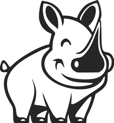 Fototapeta na wymiar Black and white Basic logo with a cute Cheerful hippo.