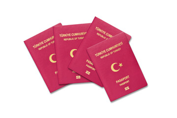Turkish ordinary passport isolated on white. Turkey public passports.