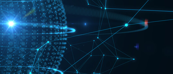 Map of the planet. World map. Global social network. Future. Blue futuristic background with planet Earth. 3d illustration.