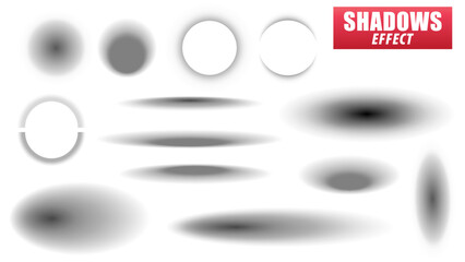 set realistic shadow effect isolated - 3d Illustration