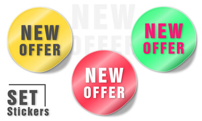 New offer stickers set. New offer label badge set. New offer collection Tags