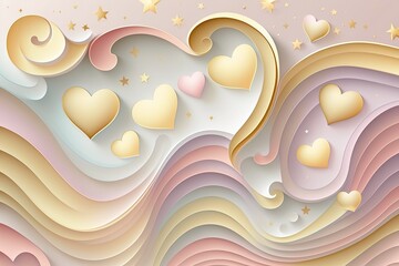 abstract pastel heart wave background