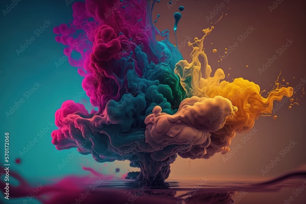 Poster motion colorful ink abstractions include color drops in water and ink swirls. fancy dream underwater