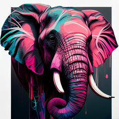 Obraz premium elephant head , animal, illustration isolated on white background, generative ai.