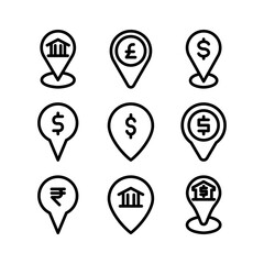bank location icon or logo isolated sign symbol vector illustration - high quality black style vector icons