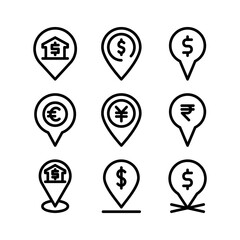 bank location icon or logo isolated sign symbol vector illustration - high quality black style vector icons