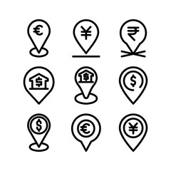 bank location icon or logo isolated sign symbol vector illustration - high quality black style vector icons