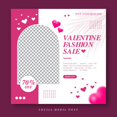 Valentine's fashion sale social media post template with image placeholder