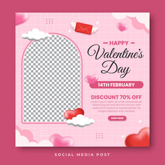 Valentine's day social media post template with image placeholder