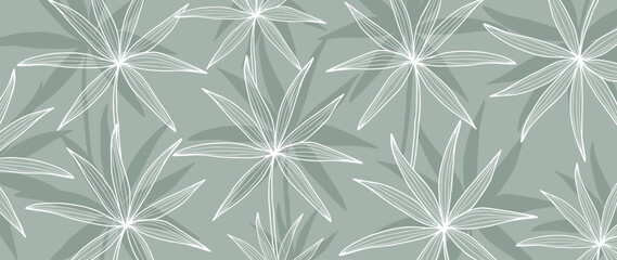 Stylish floral vector illustration in pale blue shades with palm leaves for decor, covers, wallpapers
