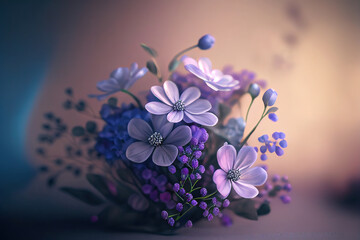 Fototapeta na wymiar Periwinkle Flowers, Illustration, Generative AI