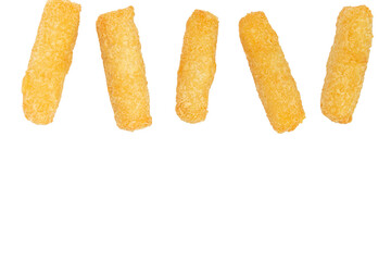 composition of crispy cheese sticks isolated png for menu, banner. fast food snacks.