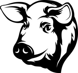 Pig head mascot. Swine logo. Hog illustration.