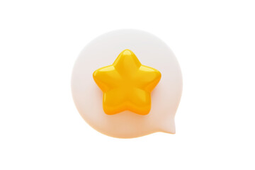 Yellow stars on speech bubble customer rating feedback best service review winner element icon sign cartoon style 3D illustration