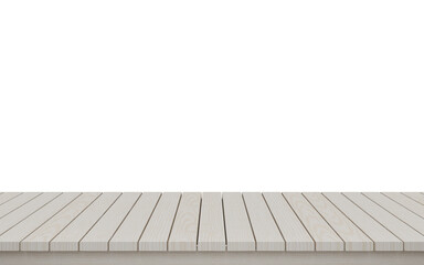 Empty wood board plank on transparent background for show product, 3d render illustration.