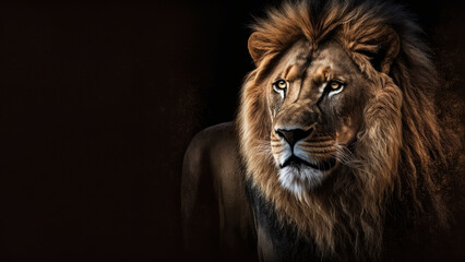 Lion with copy space background. World wildlife day concept. Generative ai.