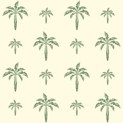 Palm tree Seamless pattern Vintage illustration Grunge texture Vector illustration Isolated on bieige  background