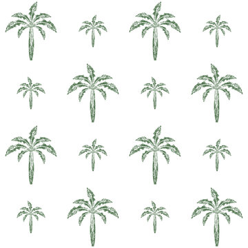 Palm tree Seamless pattern Vintage illustration Grunge texture 