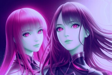 Naklejka premium two girls with hair