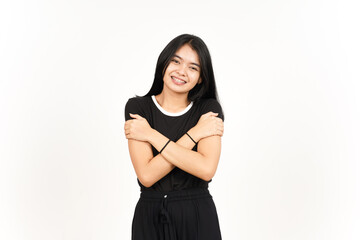 Grateful and Self Love Gesture Of Beautiful Asian Woman Isolated On White Background