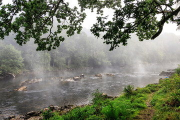 Obraz na płótnie Canvas Mist and fog on the River Tay at Strathtay, Scotland, United Kingdom