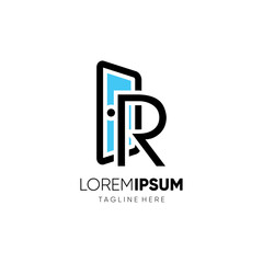 Initial Letter R Door Real Estate Logo Design Vector Icon Graphic emblem Illustration 