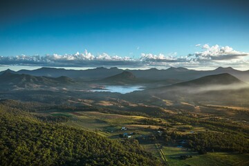 Drone aerial view of Mount French in the Scenic Rim, Queensland, Australia