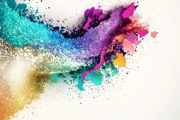 Abstract paint and glitter explosion, colorful and fun.  Illustration, graphic art.