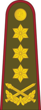 Shoulder pad military officer mark for the GENEROLAS LEITENANTAS (LIEUTENANT GENERAL) insignia rank in the Lithuanian Land Force