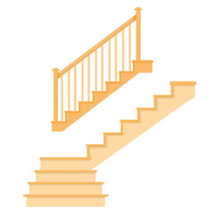 Vector image of a wooden staircase. The concept of construction, repair and other works. A design element.