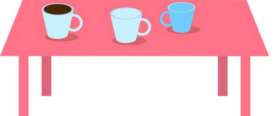 Table with cups flat illustration