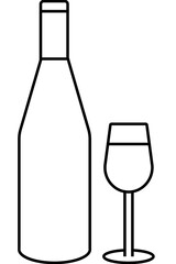 bottle and glass lineal icon