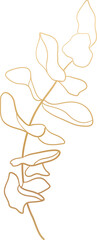 Leaf branch gold line art