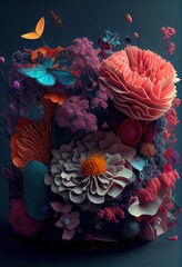 Fototapeta na wymiar A Colorful Explosion of Blooms and Foliage. Generative AI