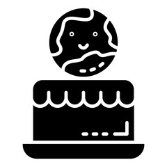 earth with cake birthday icon