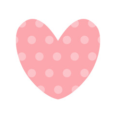 Pink heart icon set. Happy Valentines day. Cute polka dot round circle pattern. Love sign symbol simple template. Greeting card. Decoration element. Flat design. White background.