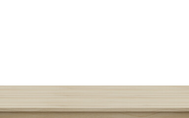 Empty wood plank on transparent background for show product, 3d render illustration.