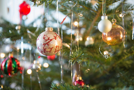 Part of decorated Christmas tree