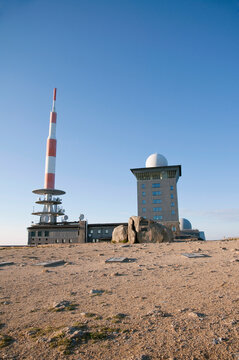View of Brockenuhr observation point on Brocken, Germany