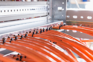 Ethernet lan cables connected to networking server, Munich, Bavaria, Germany