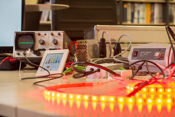 Installed and programmed led lights illuminating on table, Munich, Bavaria, Germany