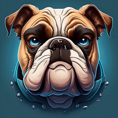 Bulldog logo, Bulldog head image in cartoon style. Pet. Best friend. Generative AI.