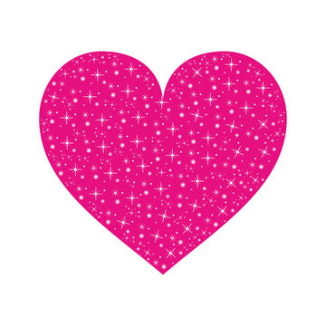 Sparkly Heart – Aesthetic Pink Heart with Particles and Little Stars as Glitter – Design for Ornaments on Transparent Background