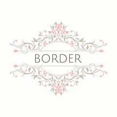Classic title border. Elegant retrol decor with pink flowers. Decorative frame.