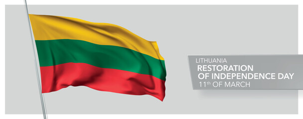 Lithuania happy restoration of independence day greeting card, banner vector illustration