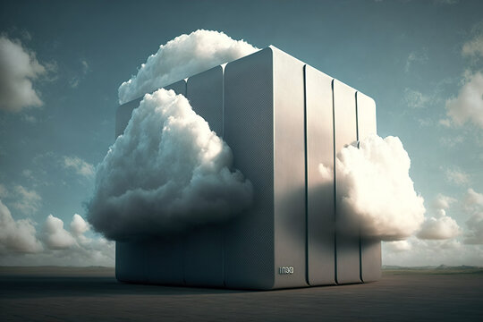 Armored Safe With User Stuff Standing In The Cloud, Cloud Storage Concept, Generative Ai