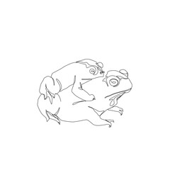 Frogs silhouette continuous line drawing single line, beautiful animal, isolated on a white background vector illustration. Tattoo, print for clothes and logo design.