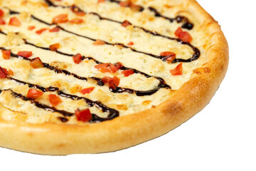 isolated pizza for menu close up. italian cuisine, fresh pizza. 